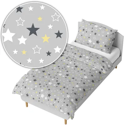 Produktbild von Ankras Kinder Bettwäsche Set 140x200 Sterne Grau