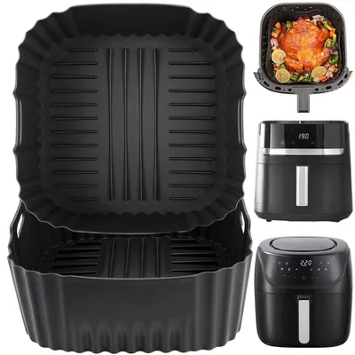 Obrázok produktu pre Silikónová forma do fritézy, veľkosť XXL, štvorcový tvar, 22,5 x 22,5 x 9 cm, odolná voči teplote až 230 °C