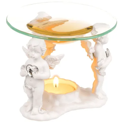 Produktbild von Aromalampe Glasschale Ø 11,5 x 11 cm Stehende Engel mit Herzen Putto