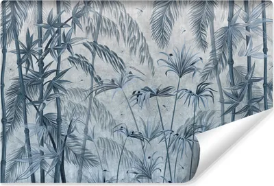 Produktbild von Muralo Vlies Fototapete blaue BLÄTTER Beton tropische Pflanzen für Wohnzimmer Br. 254cm x Hö. 184cm