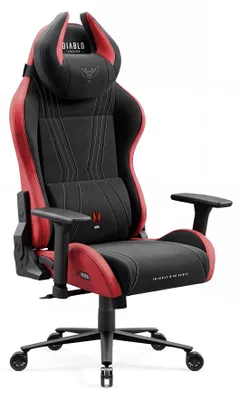 Obrázek produktu pro Herní židle Diablo X-Horn 2.0, kancelářská židle, židle k psacímu stolu, ergonomický design z látky, černá a červená, velikost Standard