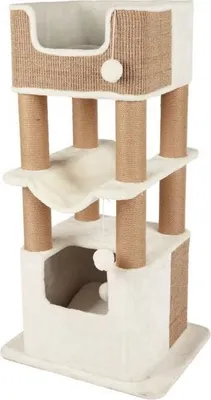 Image de Arbre à Chat TRIXIE Lucano, 110 cm, Blanc et Taupe, Jute 6 mm, Peluche 280 g/m²