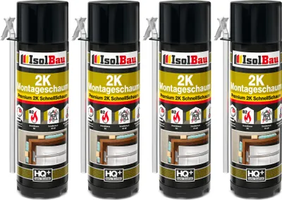 Produktbild von Isolbau 2K Montageschaum B2 Zargenschaum - 4 x 400 ml Premium PolyurethanSchnellschaum für Türen, Fenster, Dämmung & Montage