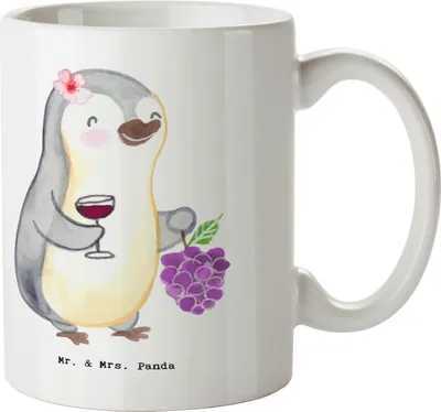 Produktbild von Mr. & Mrs. Panda Tasse Winzerin Herz - Weiß - Geschenk, kaffeetasse bedruckt, Teetasse, Geschenktasse, Kaffeebecher, Becher