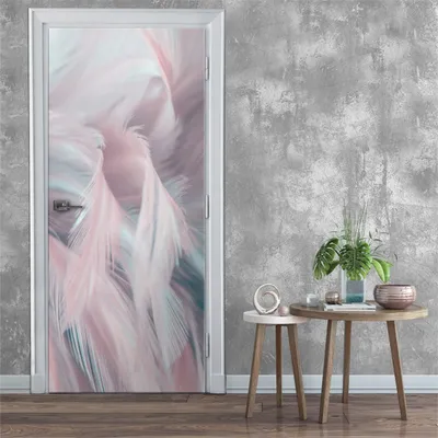Obrázek produktu pro Samolepicí tapeta na dveře dveřní plakát peří - 91x211 cm jednodílná - fototapeta na dveře obývací pokoj kuchyně koupelna samolepka na dveře fólie na dveře odolná proti UV záření připravená k montáži