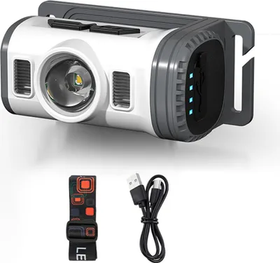 Obrázek produktu pro Dobíjecí LED reflektor, červené a modré výstražné světlo pro venkovní použití, světlo pro venkovní rybářský klobouk, šedé a bílé [bez nabíjecí hlavy]