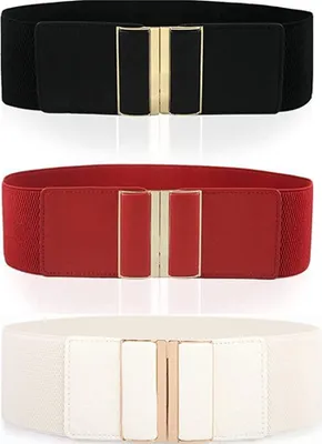Produktbild von 3 stück Taillen Gürtel Vintage 6cm Damen Gürtel Elastischer Breiter Taillengürtel mit Legierung Schnalle für Frauen