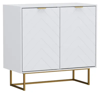 Productafbeelding van Commode met 2 deuren, dressoir met poten, verstelbare planken, 80x40x77,5 cm, wit