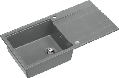 Produktbild von QUADRON Spülbecken 1-Becken Spüle | Größe: 100 x 50 x 21 cm | EVAN 146 | Küchenspüle Granitspüle aus GraniteQ mit Siphon | Grau & Stahl