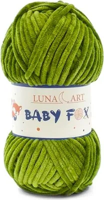 A ball of green yarn with a label around its middle.