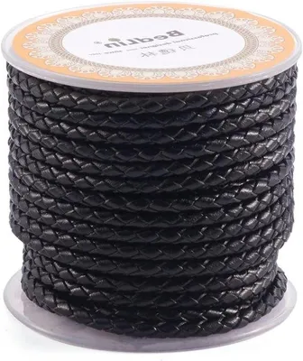 Obrázek produktu pro Černá kožená šňůra, 3 mm x 8 m, pletená