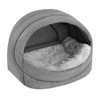 Produktbild von SuperKissen24. Hundehütte indoor - Hundebett - Hundebox für Mittlere und Große Hunde und Katzen - Wasserdicht Hundehöhle - 41x30x31 cm - Dunkelgrau