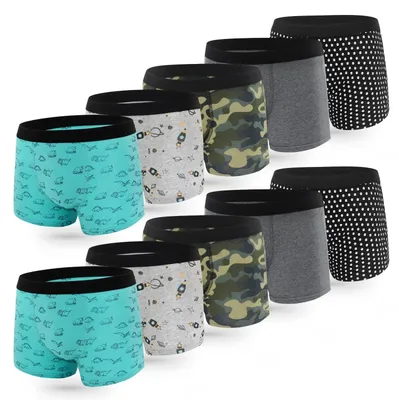 Productafbeelding van Boxershorts 10-pack Kleurrijk - Ondergoed Jongens - Comfortabel - Elastisch - Verschillende Patronen - Maten 8-16 Jaar - Onderbroeken