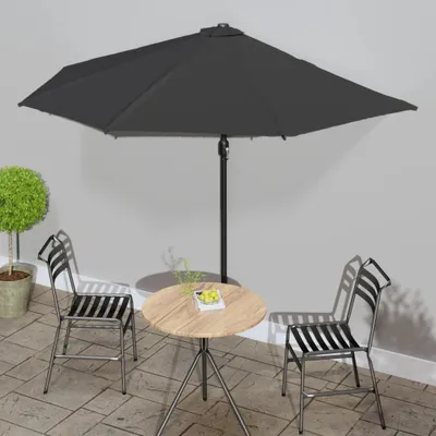 Produktbild von The Living Store Balkon-Sonnenschirm Alu-Mast Schwarz 300x155x223cm Halbrund