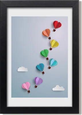 Produktbild von Bild 20x30 MDF-Rahmen, Wandkunst Herz Ballons