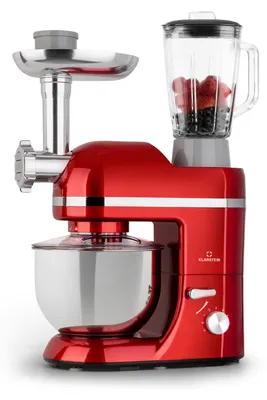 Produktbild von Klarstein Knetmaschine Küchenmaschine mit Fleischwolf, 1800W Teigmaschine Klein, 6 Stufen, Schneebesen Rühr- & Knethaken, Planetenrührwerk, Rührmaschine mit Mixer, Küchenmaschinen mit 5L Schüssel