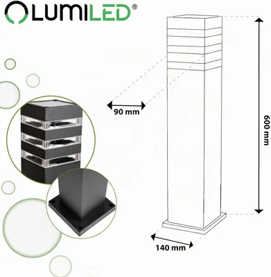 Image de LUMILED Lampe d'allée extérieure Borne d'éclairage Lampadaire extérieur Lampadaire extérieur Éclairage extérieur Lampe de jardin Lampe d'allée 60cm IP44 Douille E27 max 13W