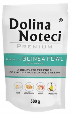Imagen del producto de Dolina Noteci Premium, alimento húmedo para perros, con trozos de carne y manzana, 500g
