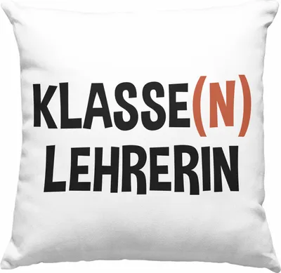 Produktbild von Trendation - -  Klassenlehrerin Leherin Geschenk Deko-Kissen mit Füllung 40x40 Geschenkidee Lustig Danke Sprüche Dankeschön Grundschule (Grau)