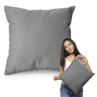 Produktbild von Muralo DEKORATIVES KISSEN 45 cm x 45 cm Zierkissen für Sofa Dekokissen für Bett Grau