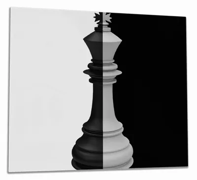 Produktbild von Wallario Herdabdeckplatte aus Glas, Größe 60 x 52 cm 1-teilig, Motiv Schachfigur schwarz-weiß