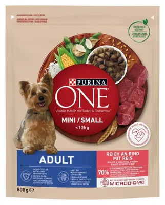 Zdjęcie produktu dla Purina One Mini/Small Adult Karma Dla Psów Bogata W Wołowinę Z Ryżem 800 G