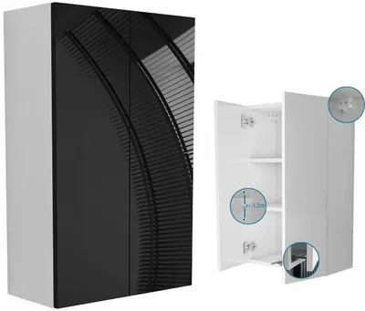 Zdjęcie produktu dla wisząca szafka łazienkowa 50 x 80 czarny połysk