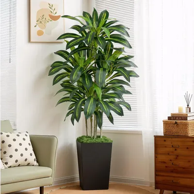 Künstlicher Dracaena-Baum 180 cm mit schwarzem Topf