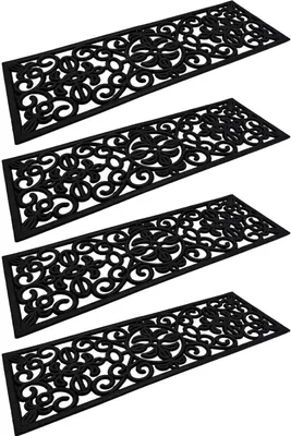 Produktbild von 4x Gummi Stufenmatten Gussoptik 75x25cm Treppenschoner Treppenmatten Fußabtreter