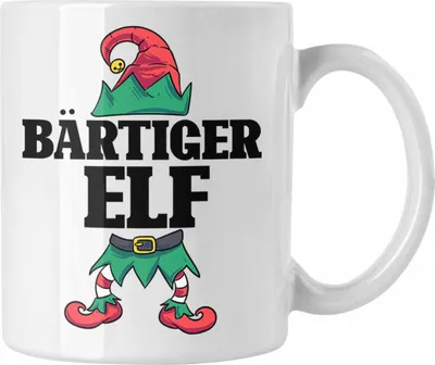 Produktbild von Trendation - Bart Tasse Geschenk Lustiger Spruch Bartträger Bärtiger Elf Geschenkidee Geburtstag (Weiß)