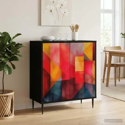 Produktbild von vidaXL Sideboard HEESCH Schwarz Eichen-Optik 69 x 33 x 76 cm