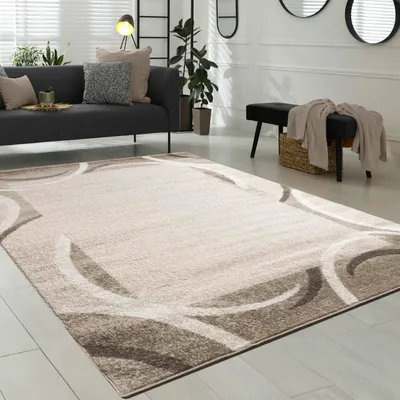 Produktbild von Teppich Kurzflor Abstraktes Muster Wohnzimmer schmutzabweisend Braun Rechteckig 80x150 | 100% Polypropylen | Florhöhe: 8 mm | nicht waschbar