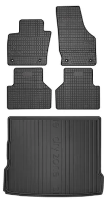 Image de Tapis en caoutchouc + bac de coffre pour Audi Q3 I 8U 2011-2018 (SUV, plancher bas) – 5 pièces, noirs, sur mesure