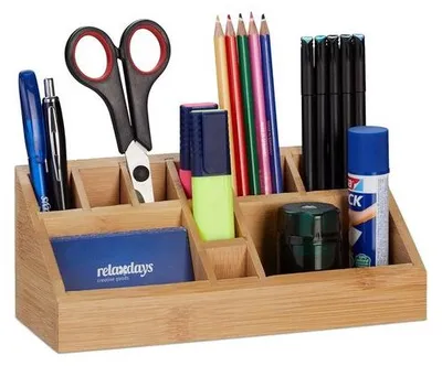 Produktbild von Famanu Büro-Organizer mit 10 Fächern - Bamboodesign