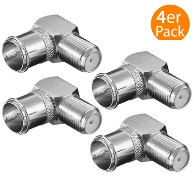 Produktbild von ORSEM 4x F-Winkeladapter 90° Quick F-Stecker auf F-Buchse SAT Koaxialkabel 75 Ohm SAT TV Schnelstecker für Koaxialkabel vernickelt Silber