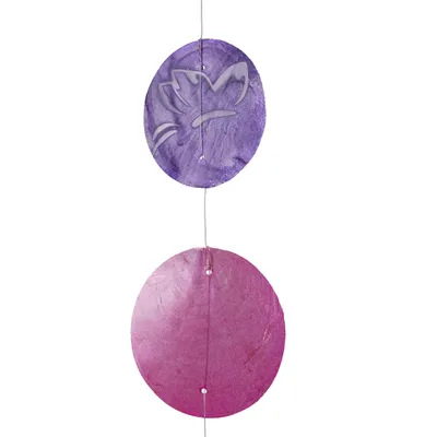 Produktbild von Relaxdays Capiz Girlande 4er Set, für Fenster, Balkon, Tür, Muschelplättchen Vorhang, Butterfly Dekoketten, pink-lila