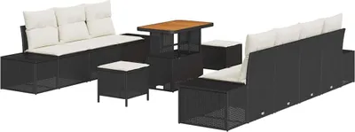 Immagine prodotto di vidaXL Set di divani da giardino con cuscini 10 pezzi Nero Poly Rattan