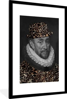 Produktbild von MuchoWow® Gerahmtes Poster Wilhelm von Oranien - Adriaen Thomasz - Pantherdruck 60x90 cm - Poster mit Schwarzem Bilderrahmen Wandposter Rahmen Foto Bilder - Dekoration - Wandposter Wohnzimmer - Hochwertig