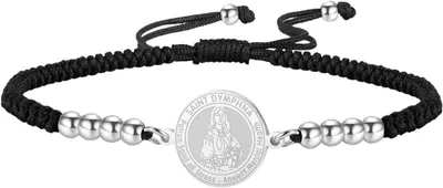 Imagen del producto de Pulsera con medalla de Santa Dimpna, acero inoxidable, amuleto protector, para reducir el estrés