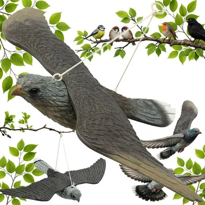 Produktbild von Vogelschreck Vogelabwehr Naturgetreuer Lebensgroß Falke Atrappe Fliegender Greifvogel Vogelscheuche Raubvogel Vogel Taubenabwehr Taubenschreck Vogelabwehr Retoo