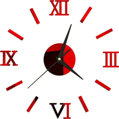 Produktbild von Große 3D-Wanduhr zum Selberbauen, rahmenlos, mit römischen Ziffern und Spiegel, ideal für Wohnzimmer, Schlafzimmer und andere Räume.