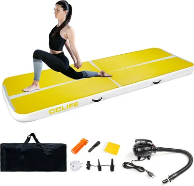 Produktbild von CCLIFE Air Turnmatte Track Aufblasbar Gymnastikmatte Air-track Tumbling Matte Training, Farbe:400x100x10cm Bumblebee