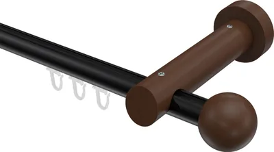 Produktbild von Interdeco Innenlaufstange / Gardinenstange mit Innenlauf Schwarz / Nussbaum lackiert, Typ Talent Luina (Kugel), 20 mm Ø 1-läufig, 100 cm