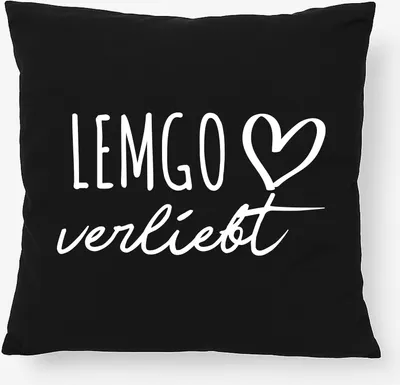 Produktbild von Huuraa Kissen Lemgo verliebt 40x40cm mit Füllung Black Baumwolle Dekokissen Geschenkidee