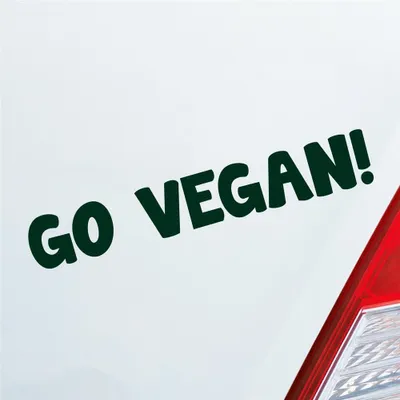 Produktbild von Auto Aufkleber Go Vegan Werde Veganer  Tierliebe Love Car 19x3 cm Dunkelgrün Sticker Heckscheibenaufkleber