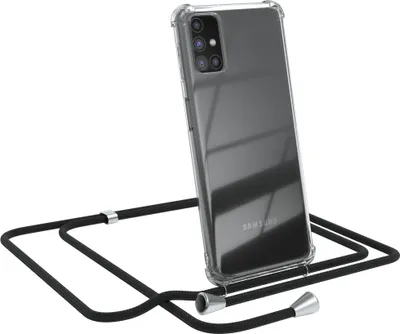 Produktbild von EAZY CASE Handykette kompatibel mit Samsung Galaxy M31s, Handyhülle mit Umhängeband, Handykordel, Schutzhülle Clear, Band in Schwarz