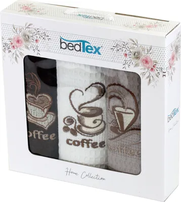 Produktbild von Waffelhandtuch-Geschenkset 3er-Set Kaffeezeit