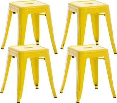 Image de set de 4 tabourets - Chaises - Design robuste & empilable | Couleur : Jaune