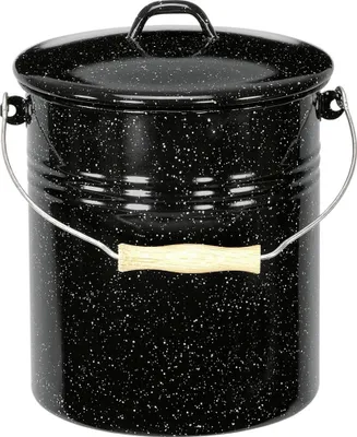 Image de KARL KRÜGER Poubelle 5l avec couvercle noir et blanc moucheté
