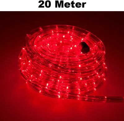 Produktbild von Trade-Shop LED Lichtschlauch Komplett Set mit Zubehör Lichterkette Beleuchtung Rot 20 Meter F3 LED für Drinnen/Draußen Weihnachten Beleuchtung Dekoration Lichterschlauch